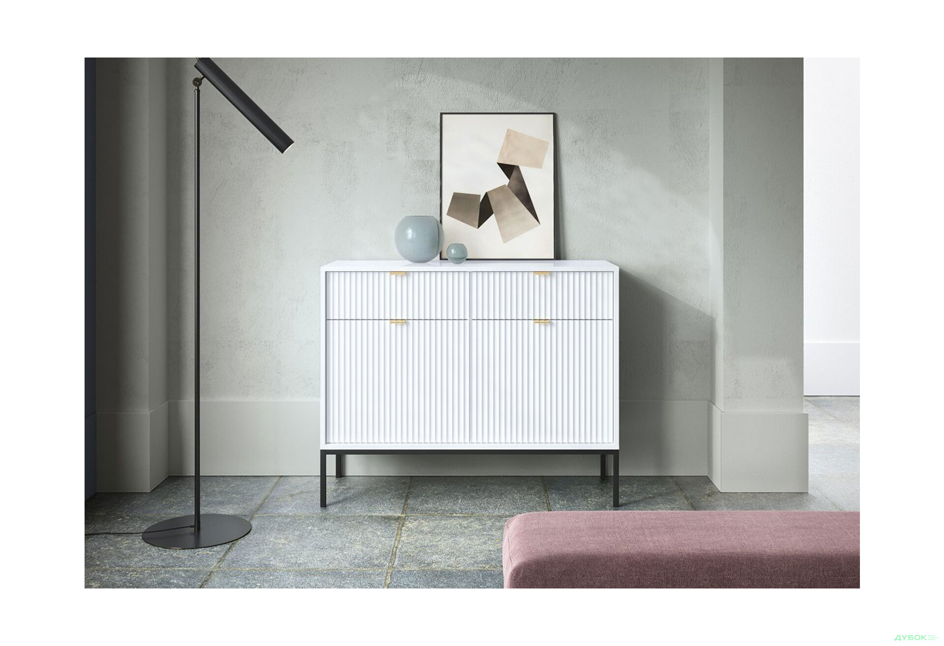 Комод Perfect Home Нова / Nova 2-дверний з 2 шухлядами 104 см, білий, чорні ніжки - Зображення 4 Зображення 4 - Комод Perfect Home Нова / Nova 2-дверний з 2 шухлядами 104 см, білий, чорні ніжки