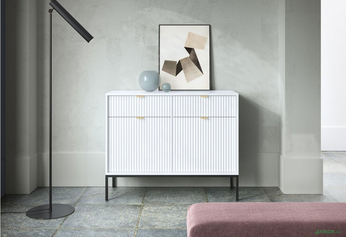 Комод Perfect Home Нова / Nova 2-дверний з 2 шухлядами 104 см, білий, чорні ніжки - Зображення 4 Зображення 4 - Комод Perfect Home Нова / Nova 2-дверний з 2 шухлядами 104 см, білий, чорні ніжки