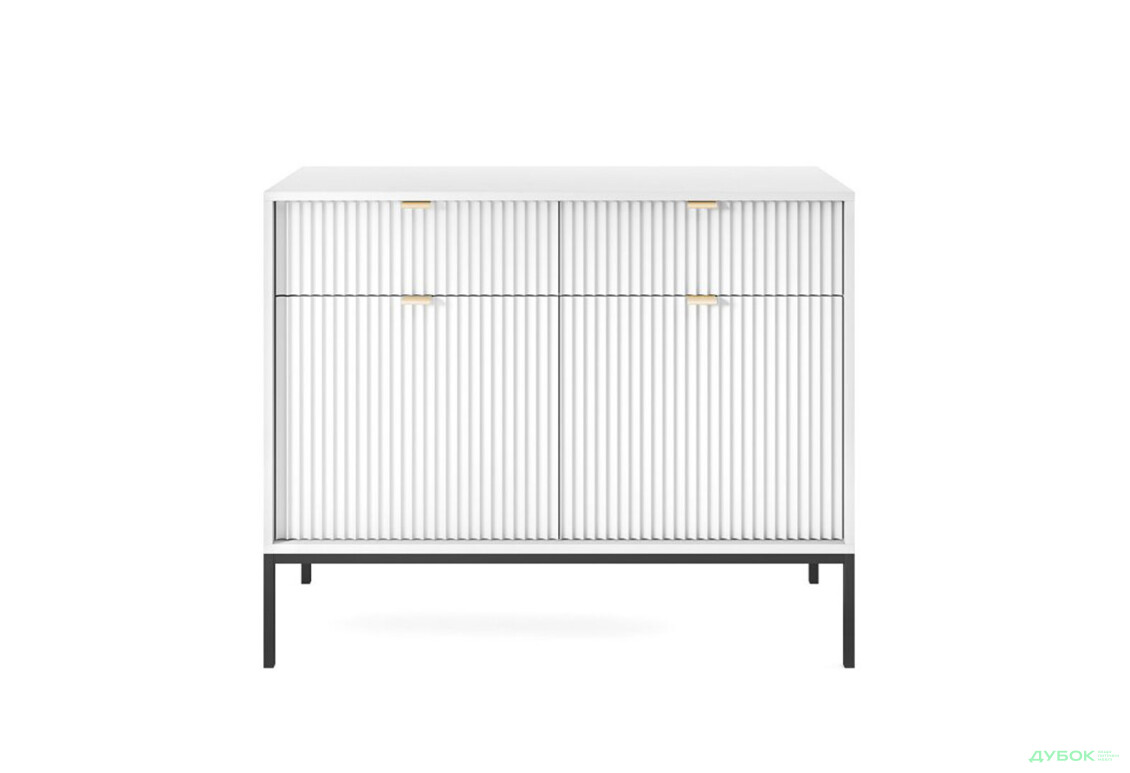 Комод Perfect Home Нова / Nova 2-дверний з 2 шухлядами 104 см, білий, чорні ніжки - Зображення 2 Зображення 2 - Комод Perfect Home Нова / Nova 2-дверний з 2 шухлядами 104 см, білий, чорні ніжки