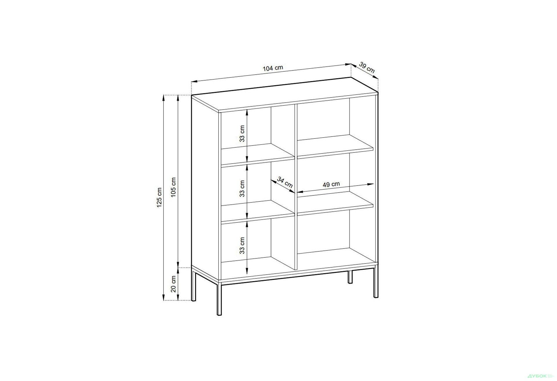 Изображение 5 - Комод Perfect Home Нова / Nova 2-дверный 104 см, белый, черные ножки