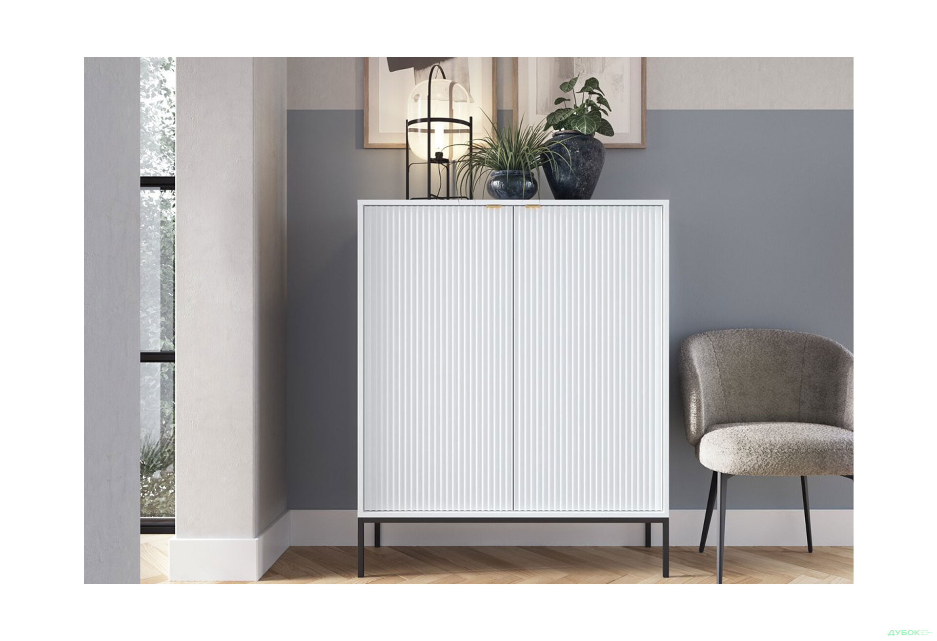 Комод Perfect Home Нова / Nova 2-дверний 104 см, білий, чорні ніжки - Зображення 4 Зображення 4 - Комод Perfect Home Нова / Nova 2-дверний 104 см, білий, чорні ніжки