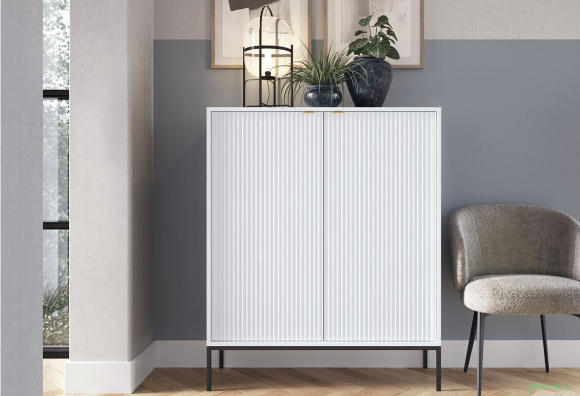 Комод Perfect Home Нова / Nova 2-дверний 104 см, білий, чорні ніжки - Зображення 4 Зображення 4 - Комод Perfect Home Нова / Nova 2-дверний 104 см, білий, чорні ніжки