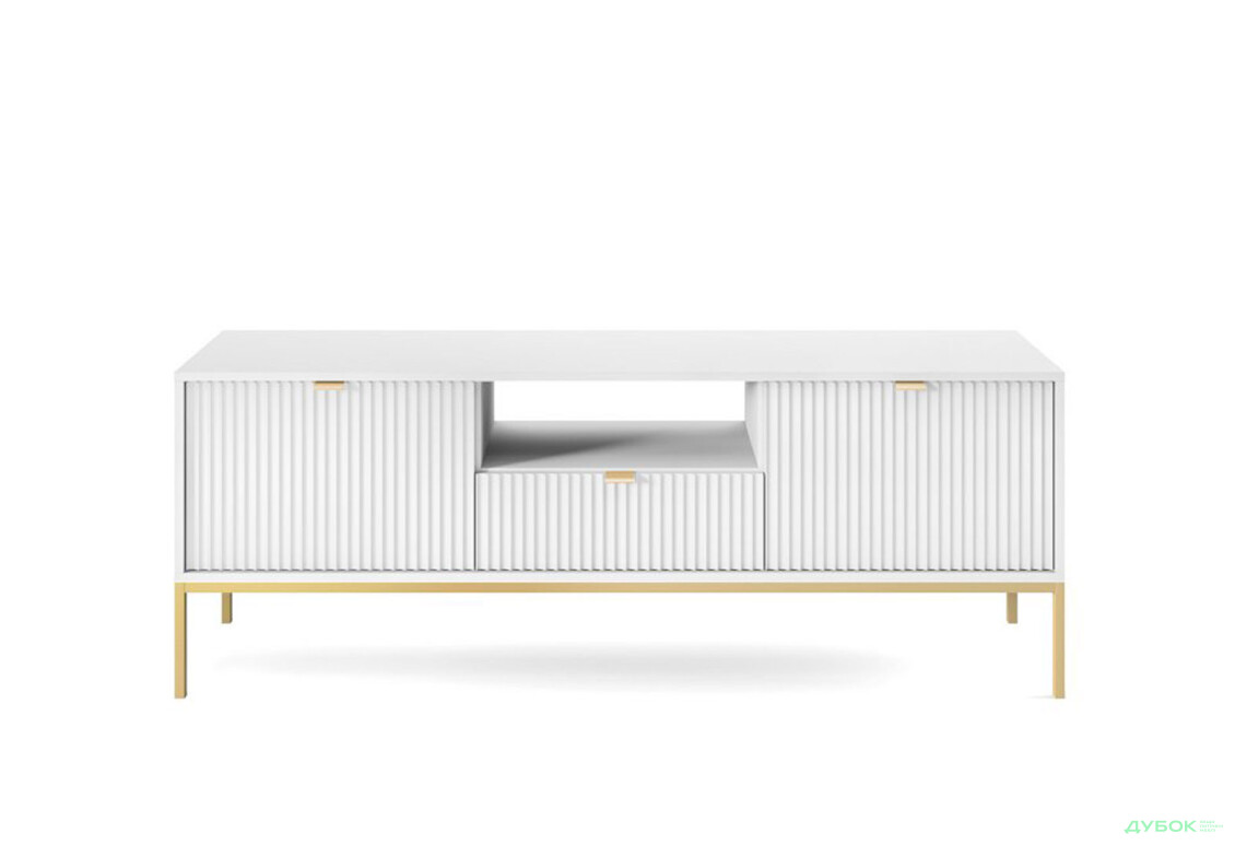 Тумба під ТВ Perfect Home Нова / Nova з 2 дверками, шухлядою та поличкою 154 см, білий, золоті ніжки - Зображення 2 Зображення 2 - Тумба під ТВ Perfect Home Нова / Nova з 2 дверками, шухлядою та поличкою 154 см, білий, золоті ніжки