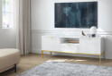 Зображення 4 - Тумба під ТВ Perfect Home Нова / Nova з 2 дверками, шухлядою та поличкою 154 см, білий, золоті ніжки