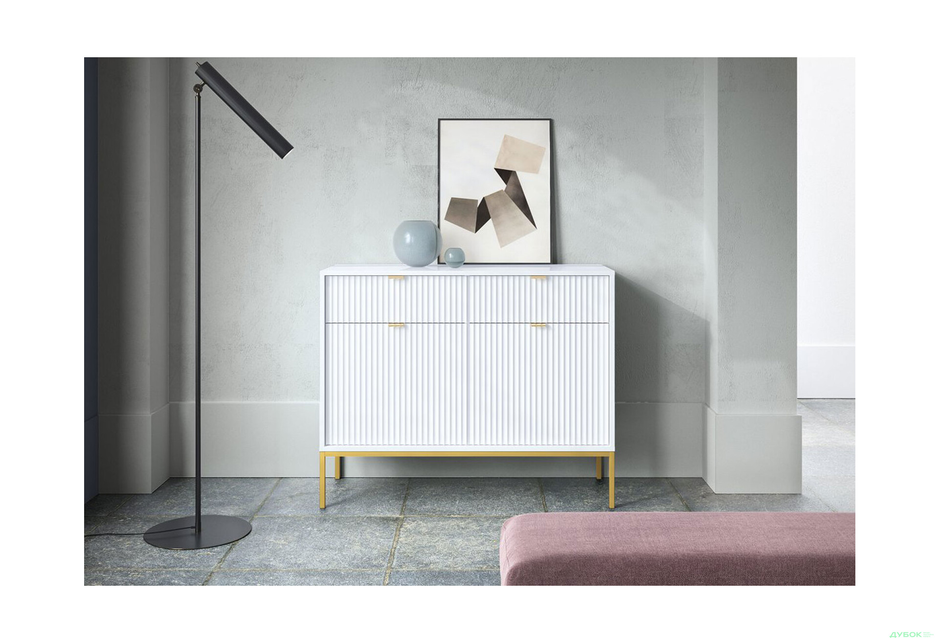 Комод Perfect Home Нова / Nova 2-дверний з 2 шухлядами 104 см, білий, золоті ніжки - Зображення 4 Зображення 4 - Комод Perfect Home Нова / Nova 2-дверний з 2 шухлядами 104 см, білий, золоті ніжки