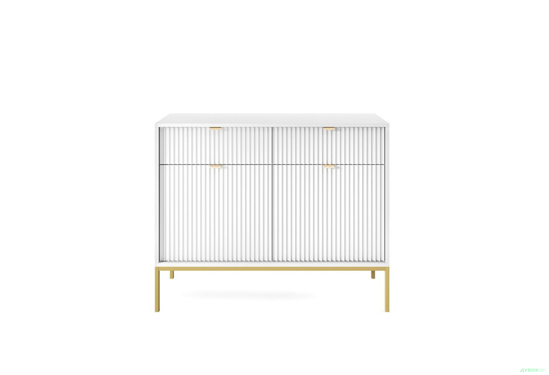 Комод Perfect Home Нова / Nova 2-дверний з 2 шухлядами 104 см, білий, золоті ніжки - Зображення 2 Зображення 2 - Комод Perfect Home Нова / Nova 2-дверний з 2 шухлядами 104 см, білий, золоті ніжки