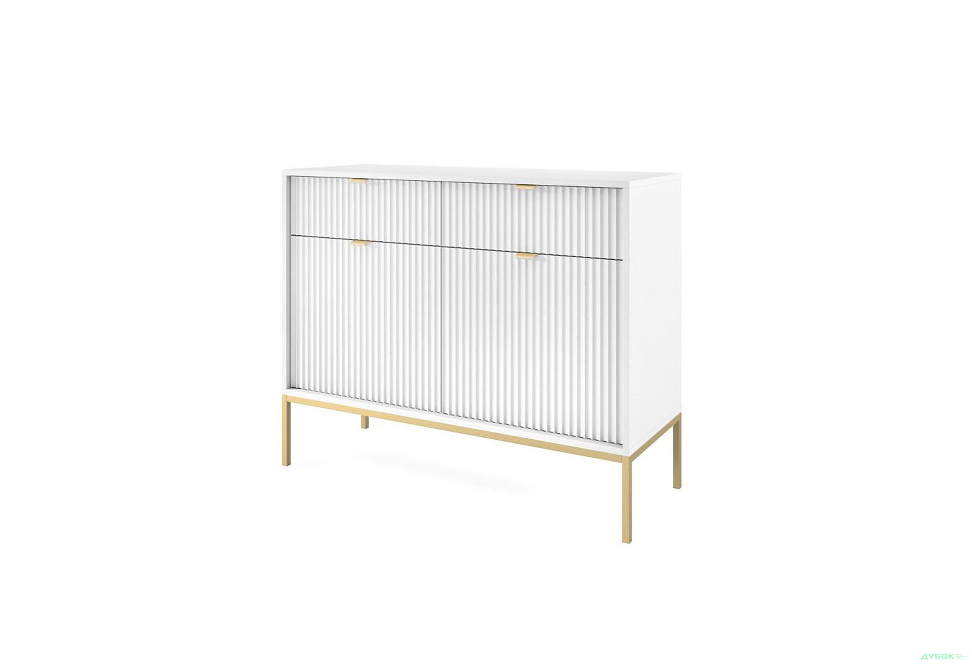 Комод Perfect Home Нова / Nova 2-дверний з 2 шухлядами 104 см, білий, золоті ніжки - Зображення 1 Зображення 1 - Комод Perfect Home Нова / Nova 2-дверний з 2 шухлядами 104 см, білий, золоті ніжки