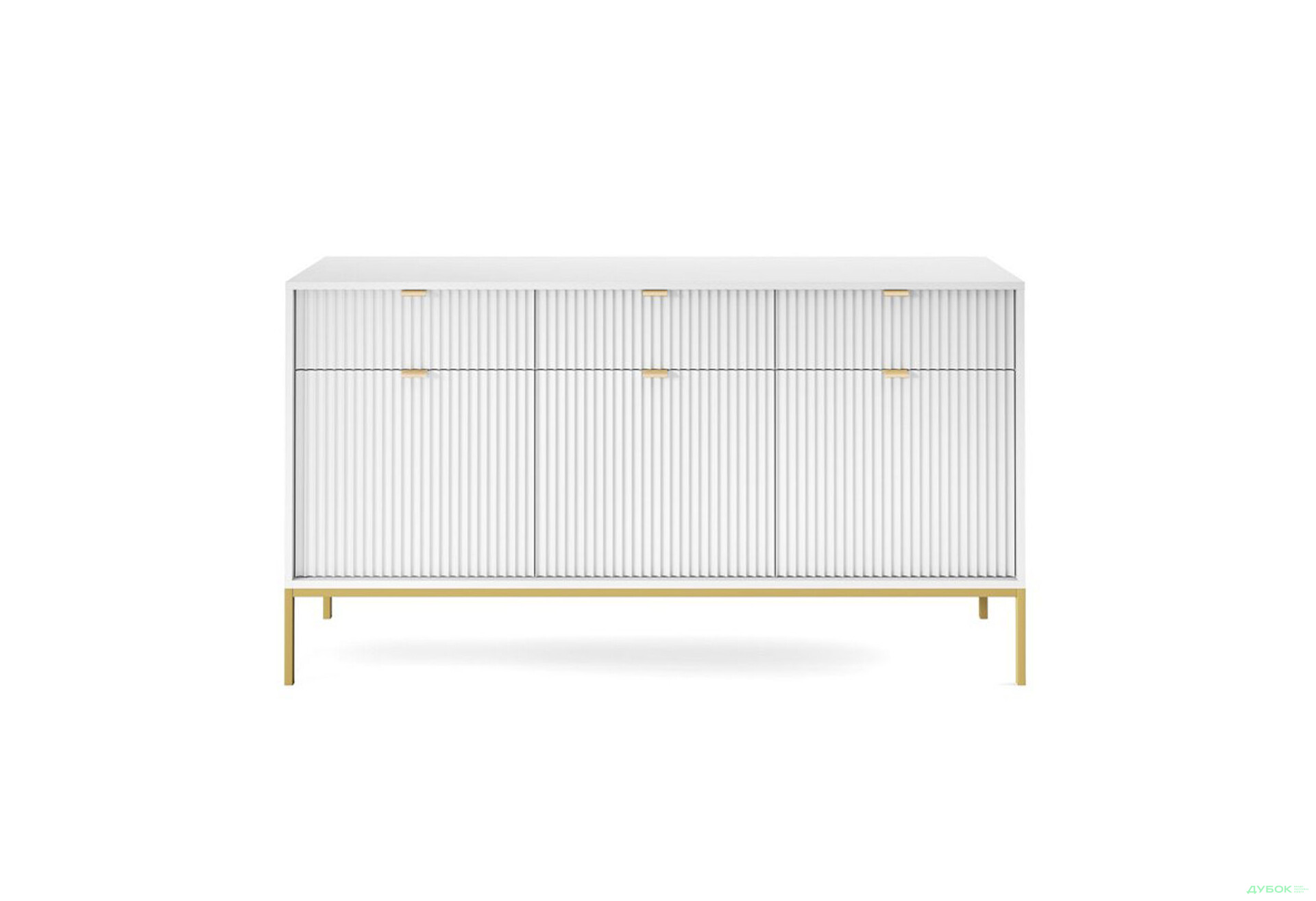 Комод Perfect Home Нова / Nova 3-дверный с 3 ящиками 154 см, белый, золотые ножки - Изображение 2 Изображение 2 - Комод Perfect Home Нова / Nova 3-дверный с 3 ящиками 154 см, белый, золотые ножки