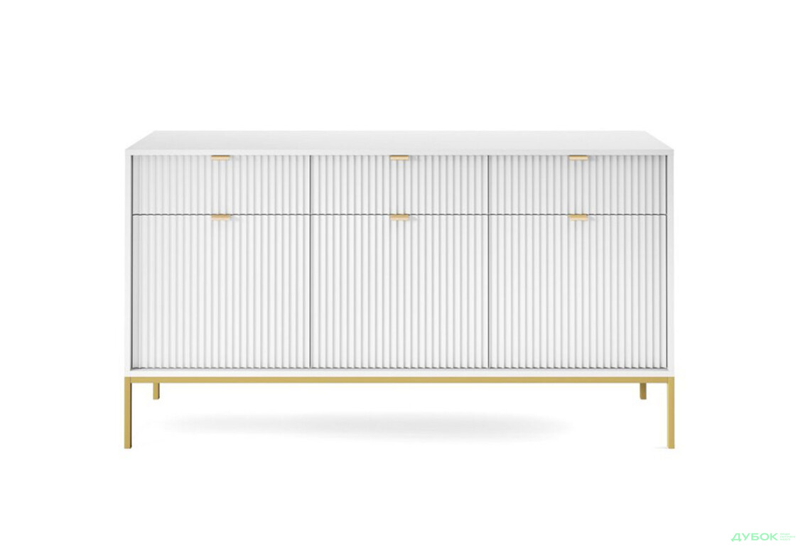 Комод Perfect Home Нова / Nova 3-дверный с 3 ящиками 154 см, белый, золотые ножки - Изображение 2 Изображение 2 - Комод Perfect Home Нова / Nova 3-дверный с 3 ящиками 154 см, белый, золотые ножки