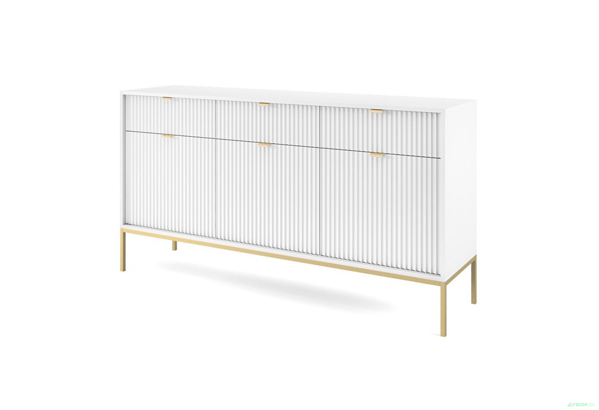 Комод Perfect Home Нова / Nova 3-дверный с 3 ящиками 154 см, белый, золотые ножки - Изображение 1 Изображение 1 - Комод Perfect Home Нова / Nova 3-дверный с 3 ящиками 154 см, белый, золотые ножки