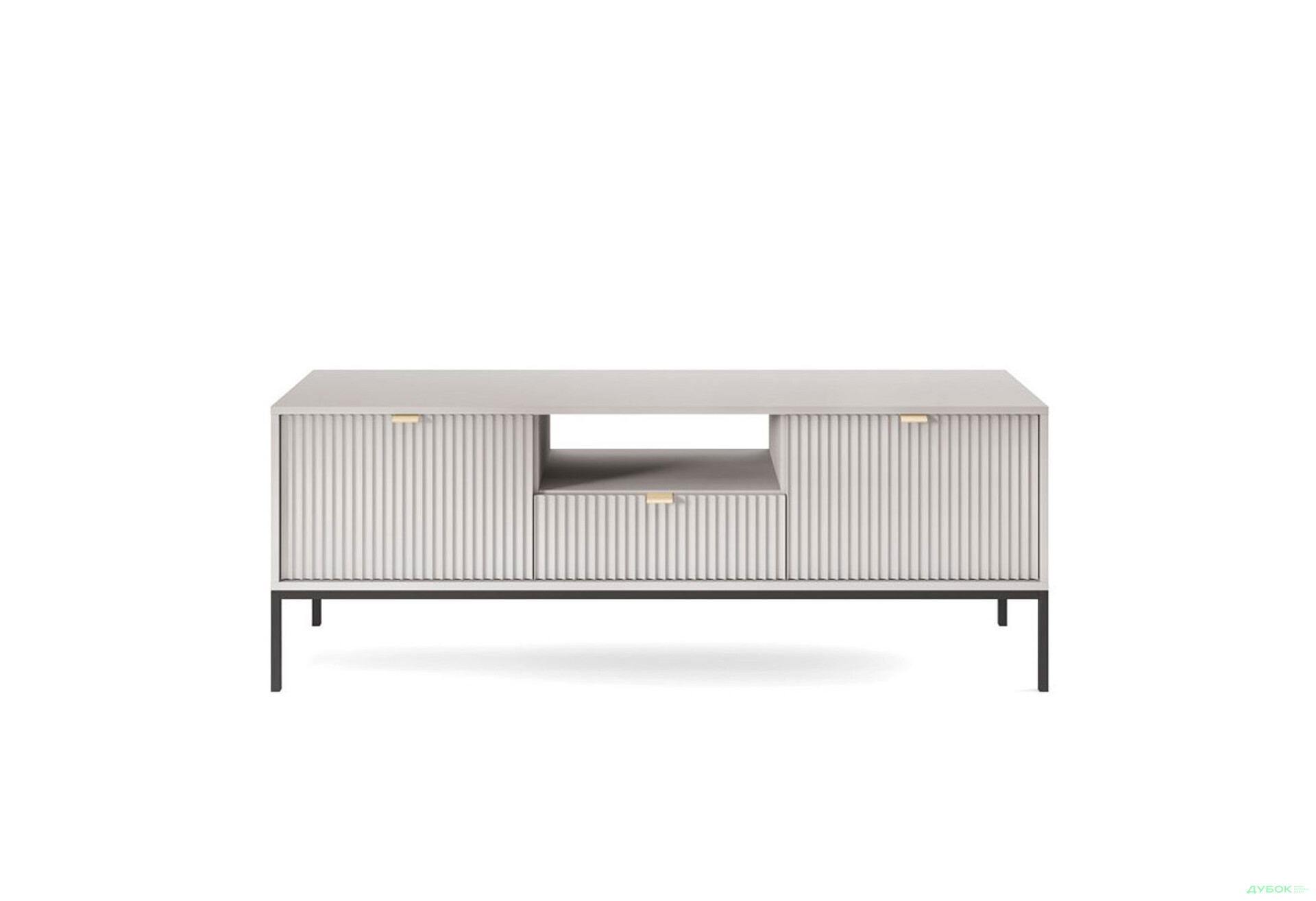 Тумба під ТВ Perfect Home Нова / Nova з 2 дверками, шухлядою та поличкою 154 см, сірий, чорні ніжки - Зображення 2 Зображення 2 - Тумба під ТВ Perfect Home Нова / Nova з 2 дверками, шухлядою та поличкою 154 см, сірий, чорні ніжки