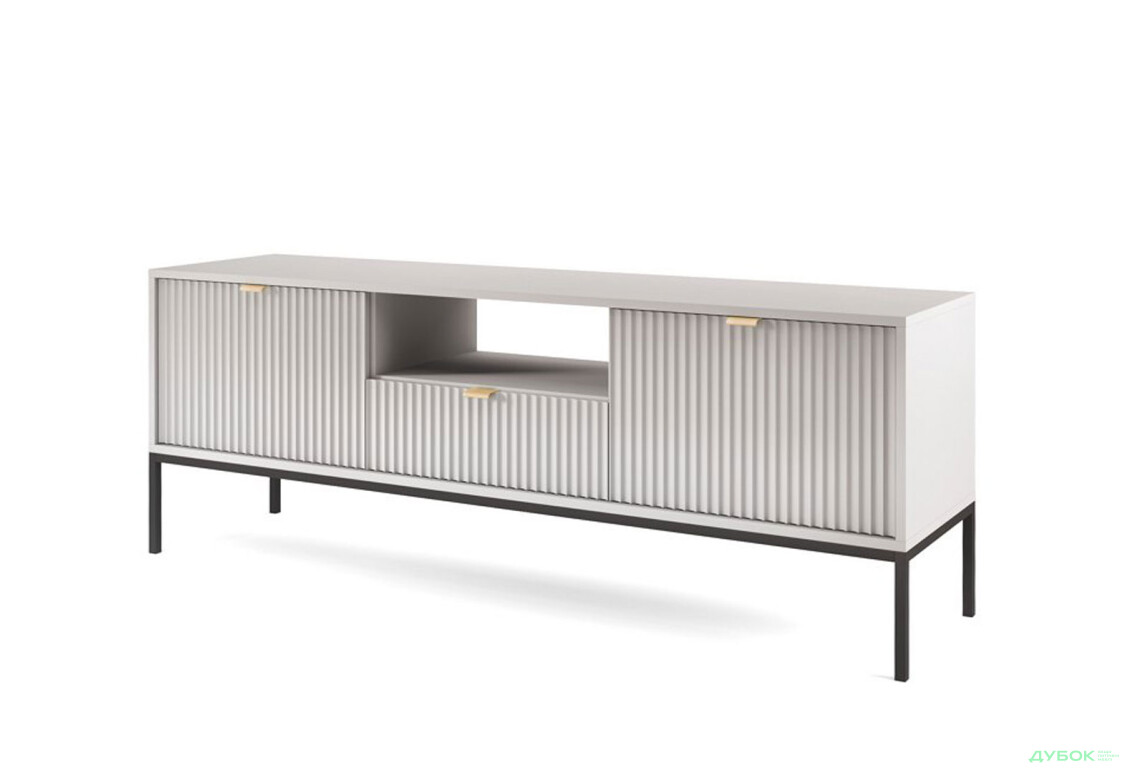 Тумба під ТВ Perfect Home Нова / Nova з 2 дверками, шухлядою та поличкою 154 см, сірий, чорні ніжки - Зображення 1 Зображення 1 - Тумба під ТВ Perfect Home Нова / Nova з 2 дверками, шухлядою та поличкою 154 см, сірий, чорні ніжки