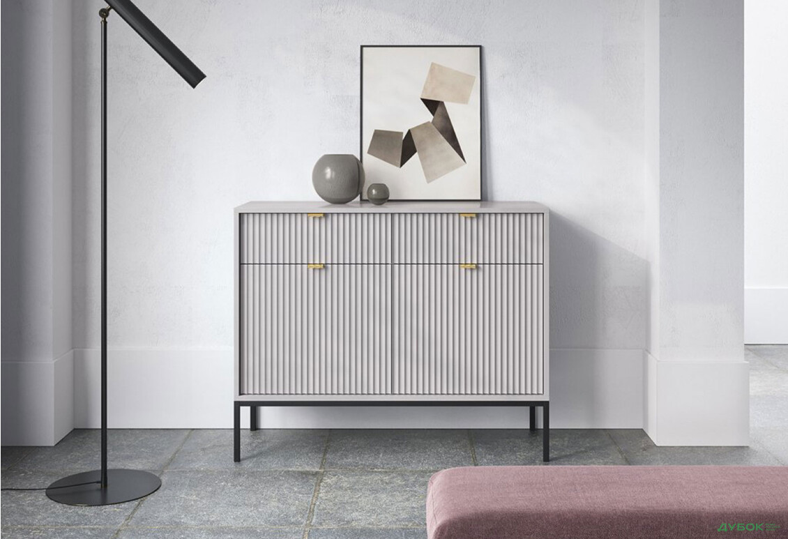 Комод Perfect Home Нова / Nova 2-дверний з 2 шухлядами 104 см, сірий, чорні ніжки - Зображення 4 Зображення 4 - Комод Perfect Home Нова / Nova 2-дверний з 2 шухлядами 104 см, сірий, чорні ніжки