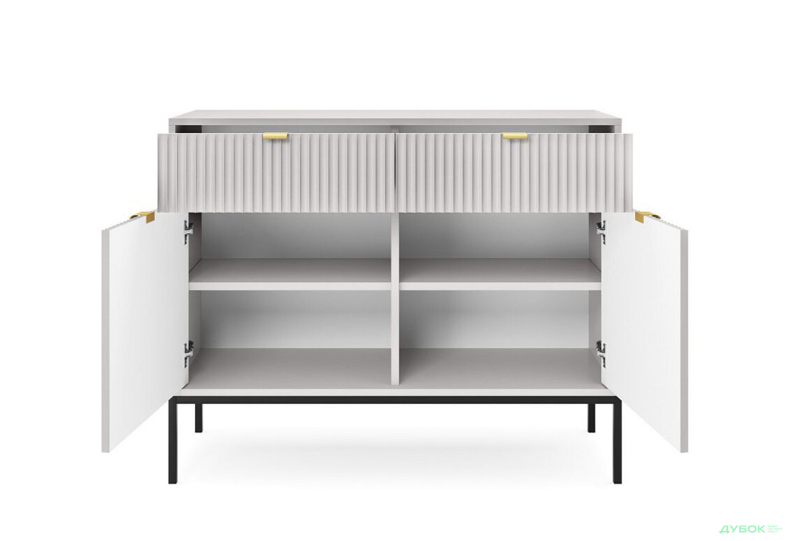 Комод Perfect Home Нова / Nova 2-дверний з 2 шухлядами 104 см, сірий, чорні ніжки - Зображення 3 Зображення 3 - Комод Perfect Home Нова / Nova 2-дверний з 2 шухлядами 104 см, сірий, чорні ніжки