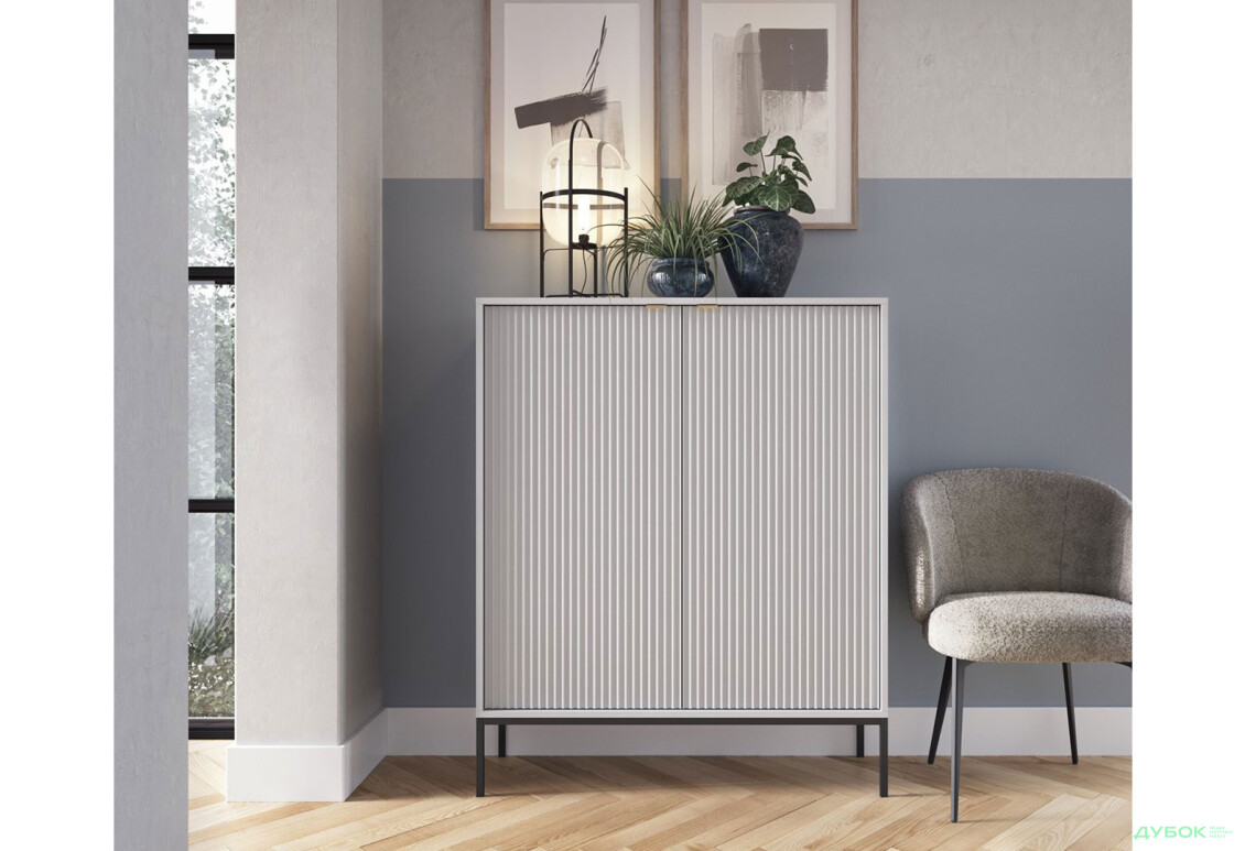 Комод Perfect Home Нова / Nova 2-дверный 104 см, серый, черные ножки - Изображение 2 Изображение 2 - Комод Perfect Home Нова / Nova 2-дверный 104 см, серый, черные ножки