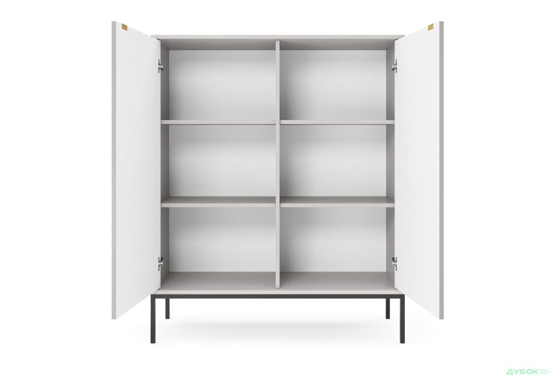 Комод Perfect Home Нова / Nova 2-дверный 104 см, серый, черные ножки - Изображение 4 Изображение 4 - Комод Perfect Home Нова / Nova 2-дверный 104 см, серый, черные ножки