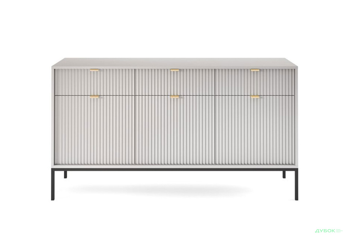 Комод Perfect Home Нова / Nova 3-дверний з 3 шухлядами 154 см, сірий, чорні ніжки - Зображення 2 Зображення 2 - Комод Perfect Home Нова / Nova 3-дверний з 3 шухлядами 154 см, сірий, чорні ніжки