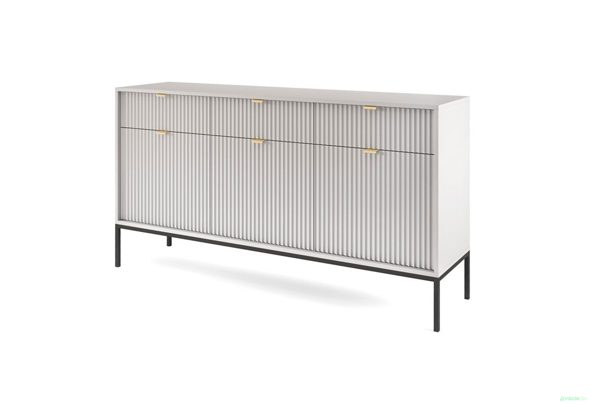 Комод Perfect Home Нова / Nova 3-дверний з 3 шухлядами 154 см, сірий, чорні ніжки - Зображення 1 Зображення 1 - Комод Perfect Home Нова / Nova 3-дверний з 3 шухлядами 154 см, сірий, чорні ніжки