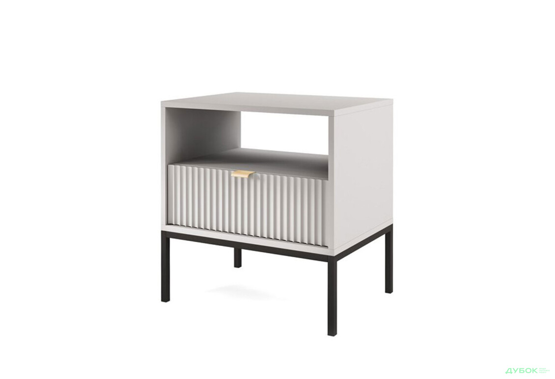 Приліжкова тумба Perfect Home Нова / Nova з шухлядою та полицею 54 см, сірий, чорні ніжки - Зображення 1 Зображення 1 - Приліжкова тумба Perfect Home Нова / Nova з шухлядою та полицею 54 см, сірий, чорні ніжки