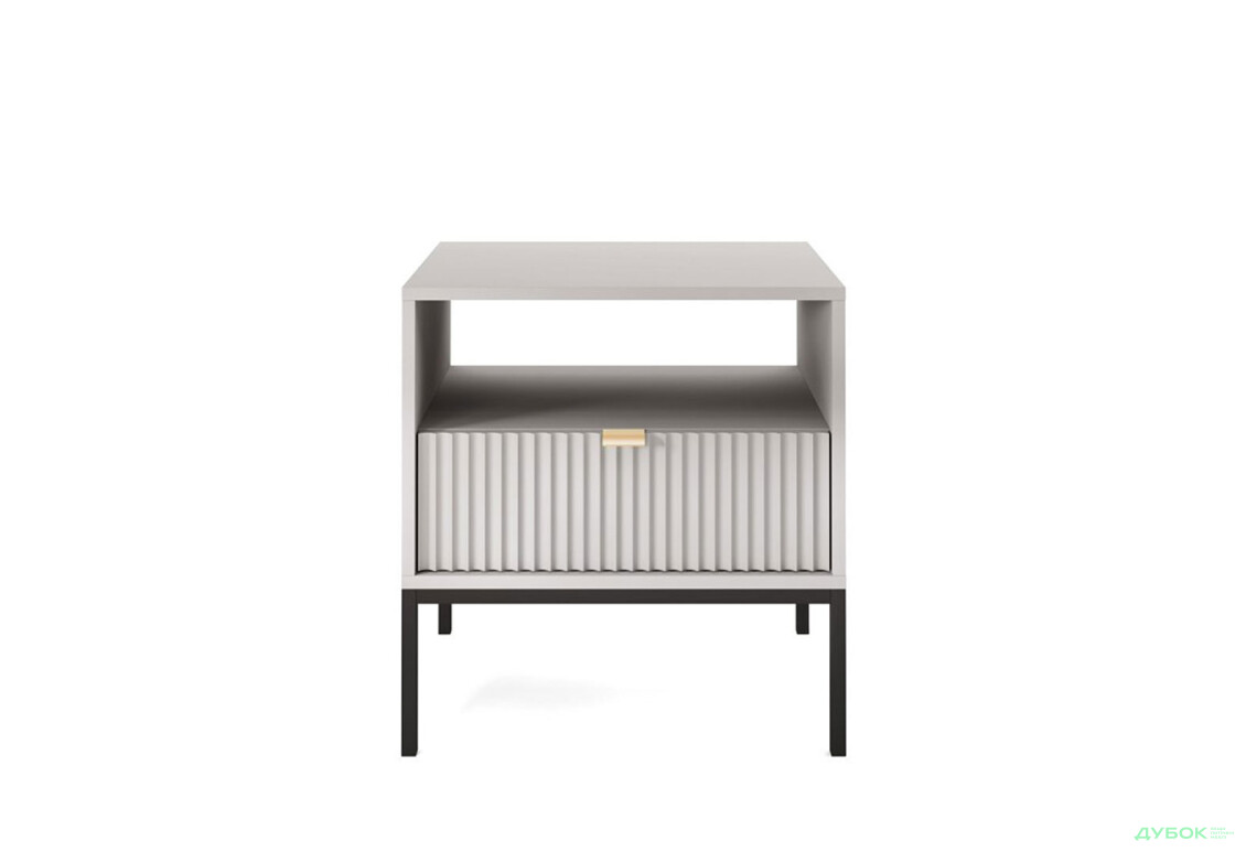 Приліжкова тумба Perfect Home Нова / Nova з шухлядою та полицею 54 см, сірий, чорні ніжки - Зображення 3 Зображення 3 - Приліжкова тумба Perfect Home Нова / Nova з шухлядою та полицею 54 см, сірий, чорні ніжки