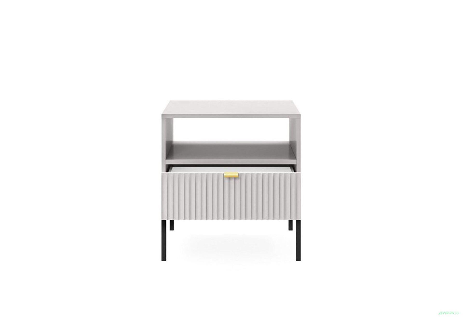 Приліжкова тумба Perfect Home Нова / Nova з шухлядою та полицею 54 см, сірий, чорні ніжки - Зображення 4 Зображення 4 - Приліжкова тумба Perfect Home Нова / Nova з шухлядою та полицею 54 см, сірий, чорні ніжки