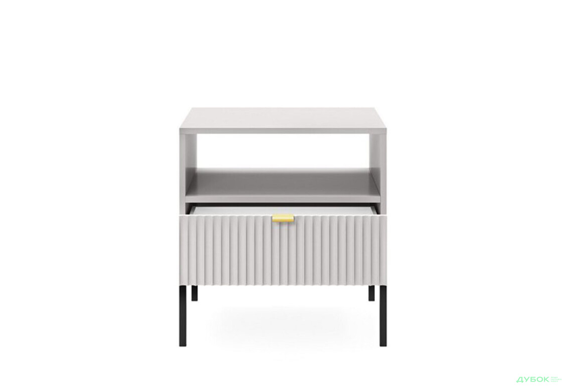 Приліжкова тумба Perfect Home Нова / Nova з шухлядою та полицею 54 см, сірий, чорні ніжки - Зображення 4 Зображення 4 - Приліжкова тумба Perfect Home Нова / Nova з шухлядою та полицею 54 см, сірий, чорні ніжки