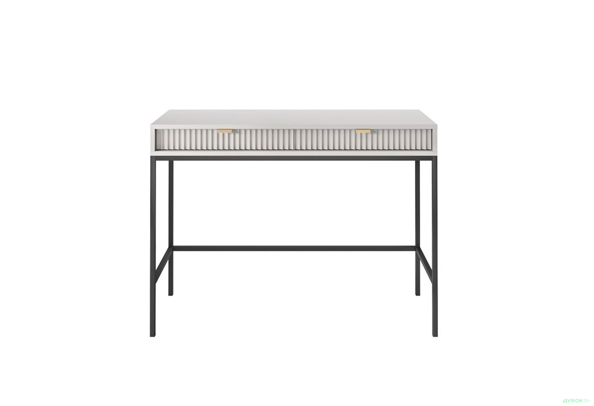 Стіл туалетний Perfect Home Нова / Nova з 2 шухлядами 104 см, сірий, чорні ніжки - Зображення 2 Зображення 2 - Стіл туалетний Perfect Home Нова / Nova з 2 шухлядами 104 см, сірий, чорні ніжки