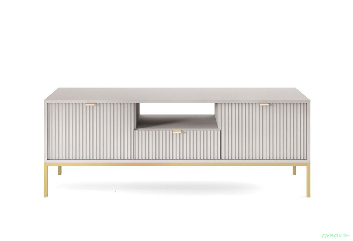 Тумба під ТВ Perfect Home Нова / Nova з 2 дверками, шухлядою та поличкою 154 см, сірий, золоті ніжки - Зображення 2 Зображення 2 - Тумба під ТВ Perfect Home Нова / Nova з 2 дверками, шухлядою та поличкою 154 см, сірий, золоті ніжки