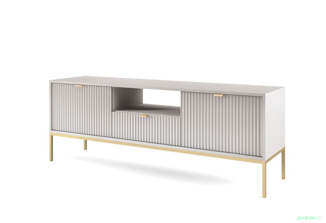 Тумба під ТВ Perfect Home Нова / Nova з 2 дверками, шухлядою та поличкою 154 см, сірий, золоті ніжки - Зображення 1 Зображення 1 - Тумба під ТВ Perfect Home Нова / Nova з 2 дверками, шухлядою та поличкою 154 см, сірий, золоті ніжки