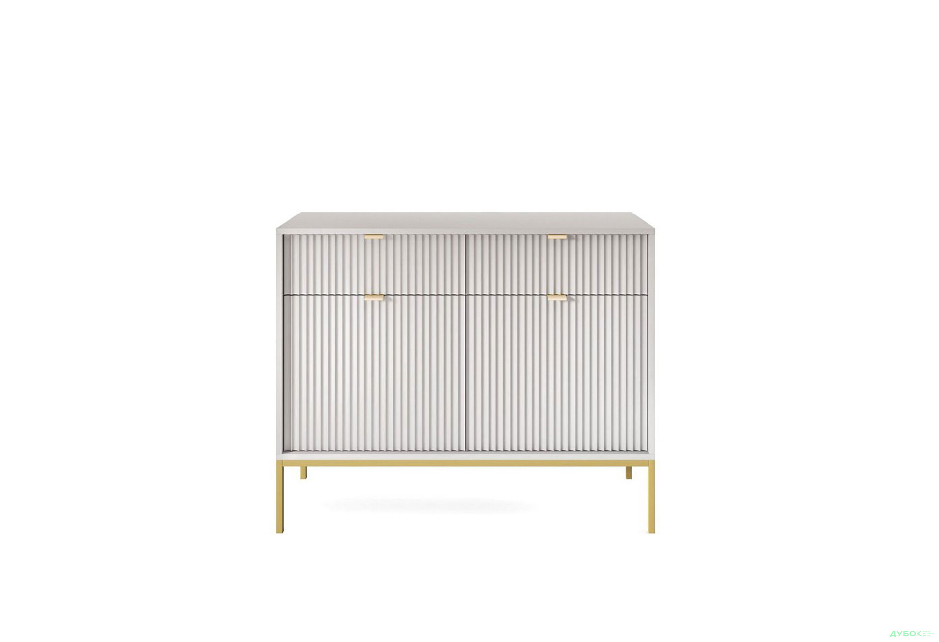 Комод Perfect Home Нова / Nova 2-дверный с 2 ящиками 104 см, серый, золотые ножки - Изображение 2 Изображение 2 - Комод Perfect Home Нова / Nova 2-дверный с 2 ящиками 104 см, серый, золотые ножки