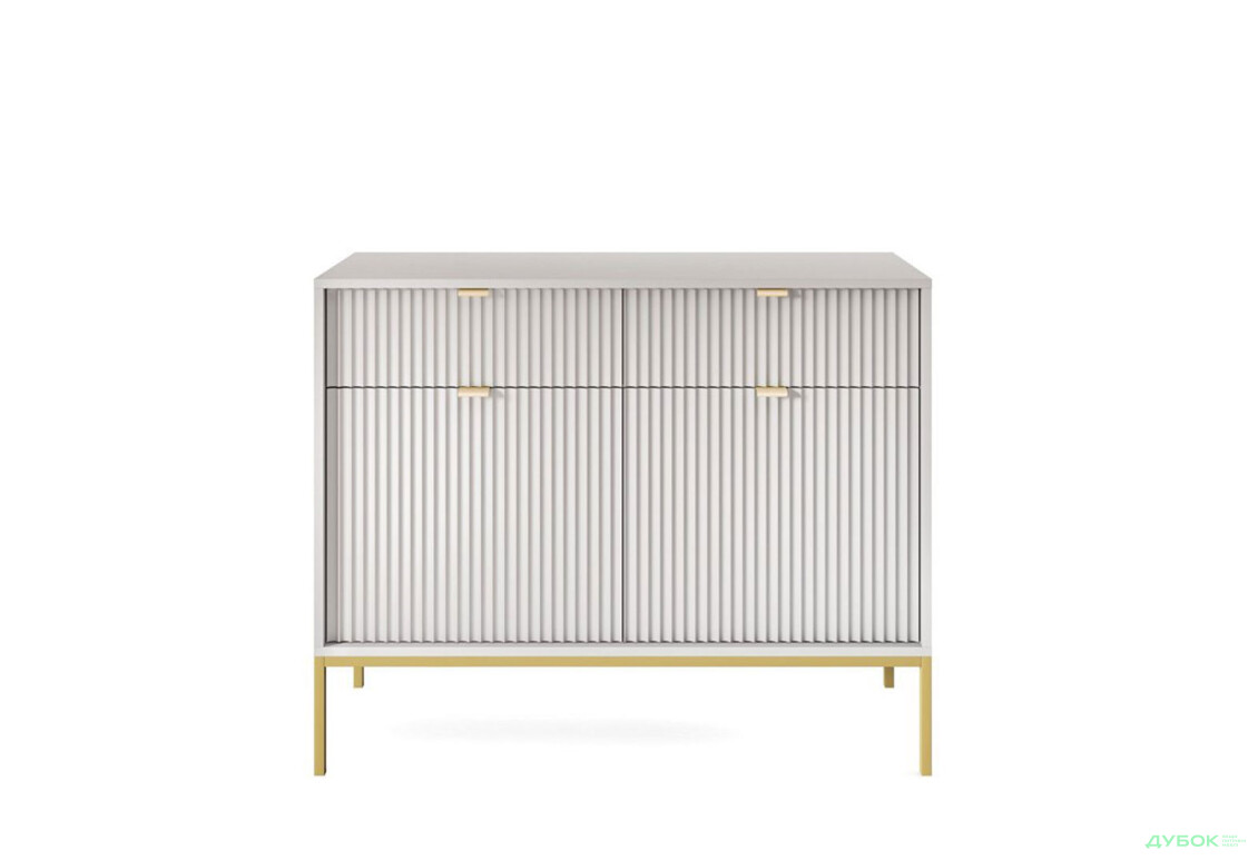 Комод Perfect Home Нова / Nova 2-дверный с 2 ящиками 104 см, серый, золотые ножки - Изображение 2 Изображение 2 - Комод Perfect Home Нова / Nova 2-дверный с 2 ящиками 104 см, серый, золотые ножки