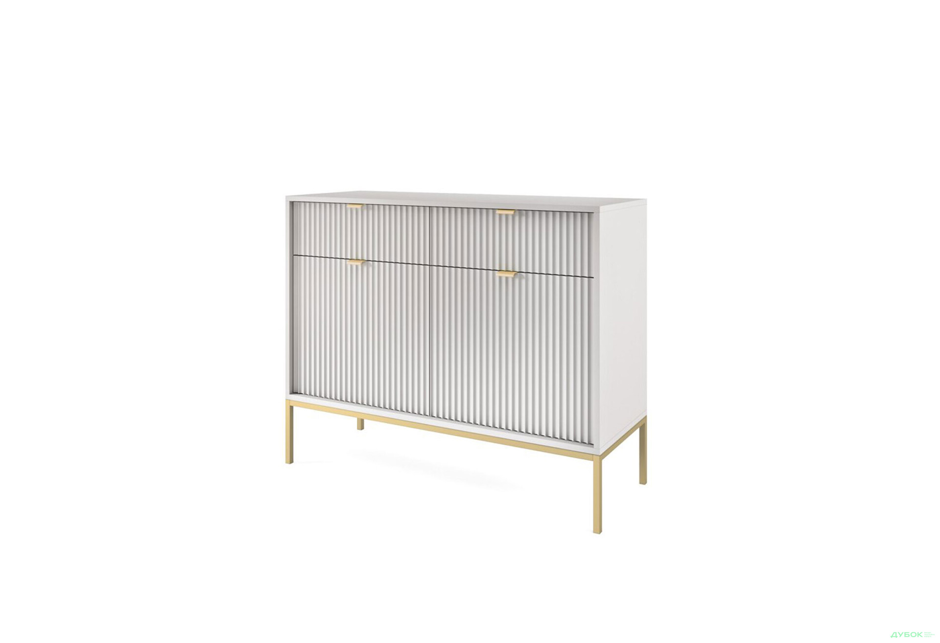 Комод Perfect Home Нова / Nova 2-дверный с 2 ящиками 104 см, серый, золотые ножки - Изображение 1 Изображение 1 - Комод Perfect Home Нова / Nova 2-дверный с 2 ящиками 104 см, серый, золотые ножки