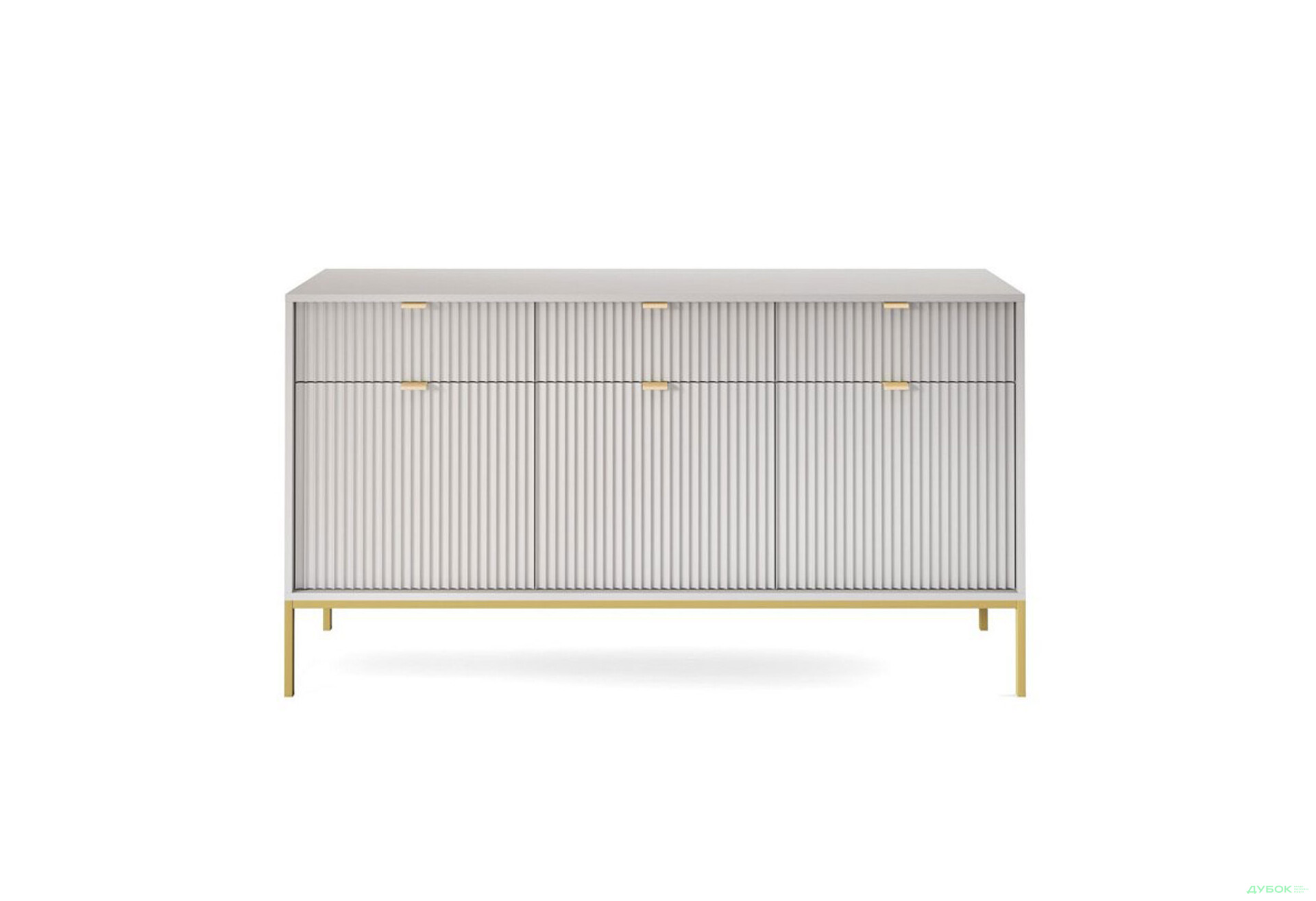 Комод Perfect Home Нова / Nova 3-дверний з 3 шухлядами 154 см, сірий, золоті ніжки - Зображення 2 Зображення 2 - Комод Perfect Home Нова / Nova 3-дверний з 3 шухлядами 154 см, сірий, золоті ніжки