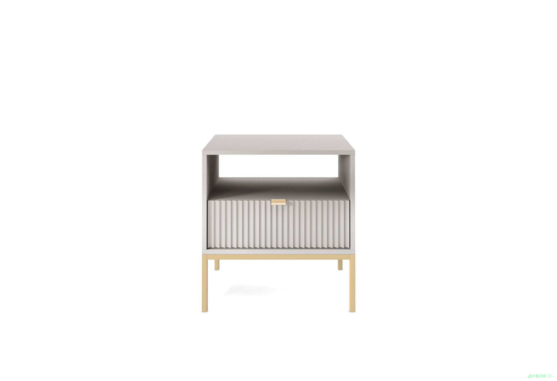 Приліжкова тумба Perfect Home Нова / Nova з шухлядою та полицею 54 см, сірий, золоті ніжки - Зображення 2 Зображення 2 - Приліжкова тумба Perfect Home Нова / Nova з шухлядою та полицею 54 см, сірий, золоті ніжки
