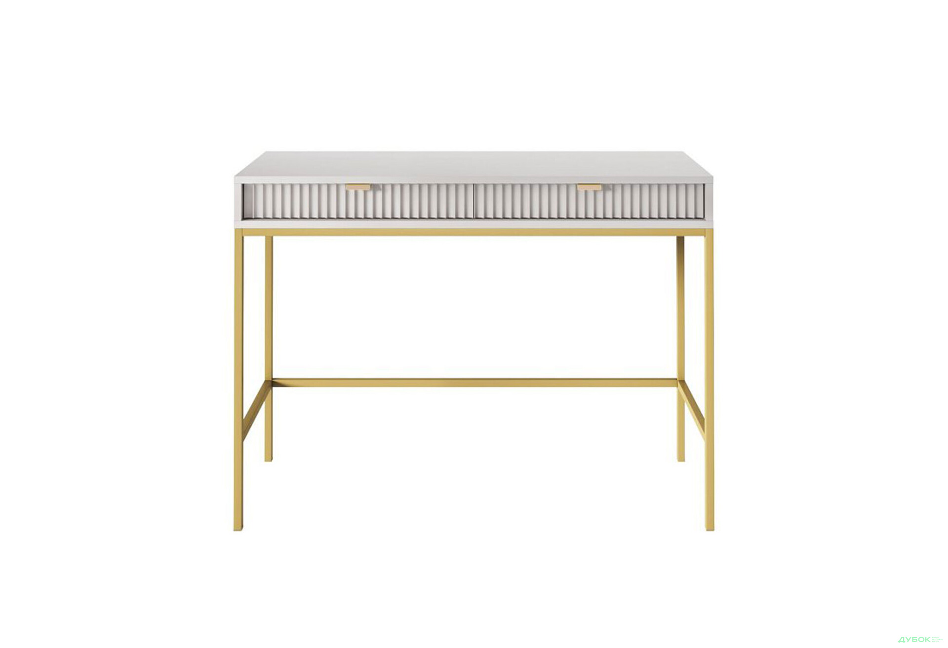Стіл туалетний Perfect Home Нова / Nova з 2 шухлядами 104 см, сірий, золоті ніжки - Зображення 2 Зображення 2 - Стіл туалетний Perfect Home Нова / Nova з 2 шухлядами 104 см, сірий, золоті ніжки