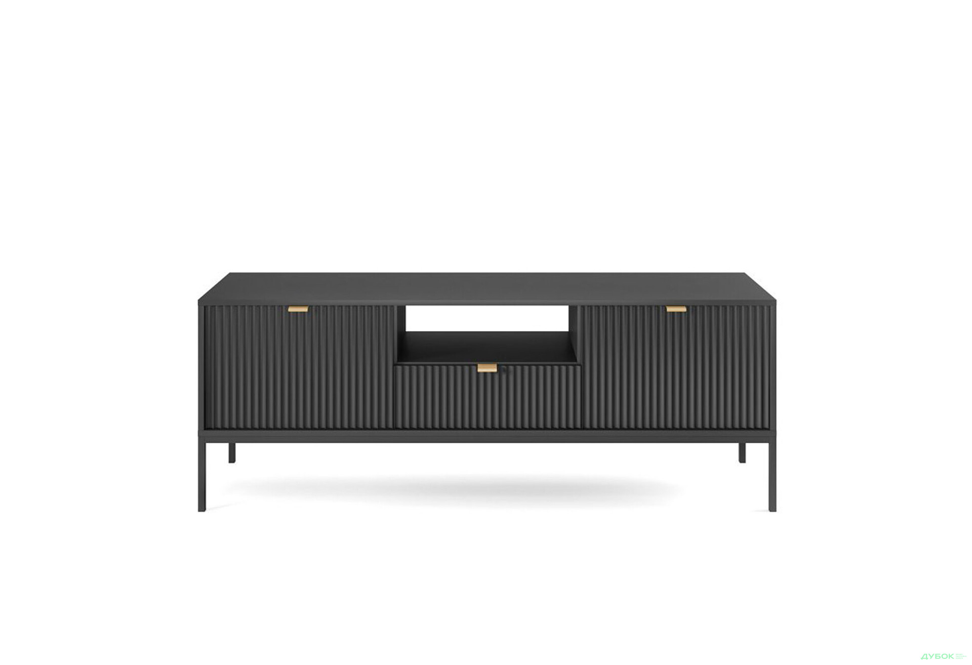 Тумба під ТВ Perfect Home Нова / Nova з 2 дверками, шухлядою та поличкою 154 см, чорний, чорні ніжки - Зображення 2 Зображення 2 - Тумба під ТВ Perfect Home Нова / Nova з 2 дверками, шухлядою та поличкою 154 см, чорний, чорні ніжки