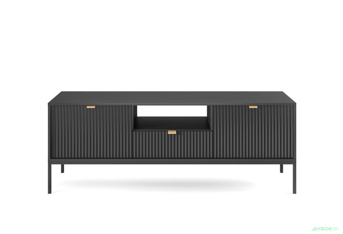 Тумба під ТВ Perfect Home Нова / Nova з 2 дверками, шухлядою та поличкою 154 см, чорний, чорні ніжки - Зображення 2 Зображення 2 - Тумба під ТВ Perfect Home Нова / Nova з 2 дверками, шухлядою та поличкою 154 см, чорний, чорні ніжки