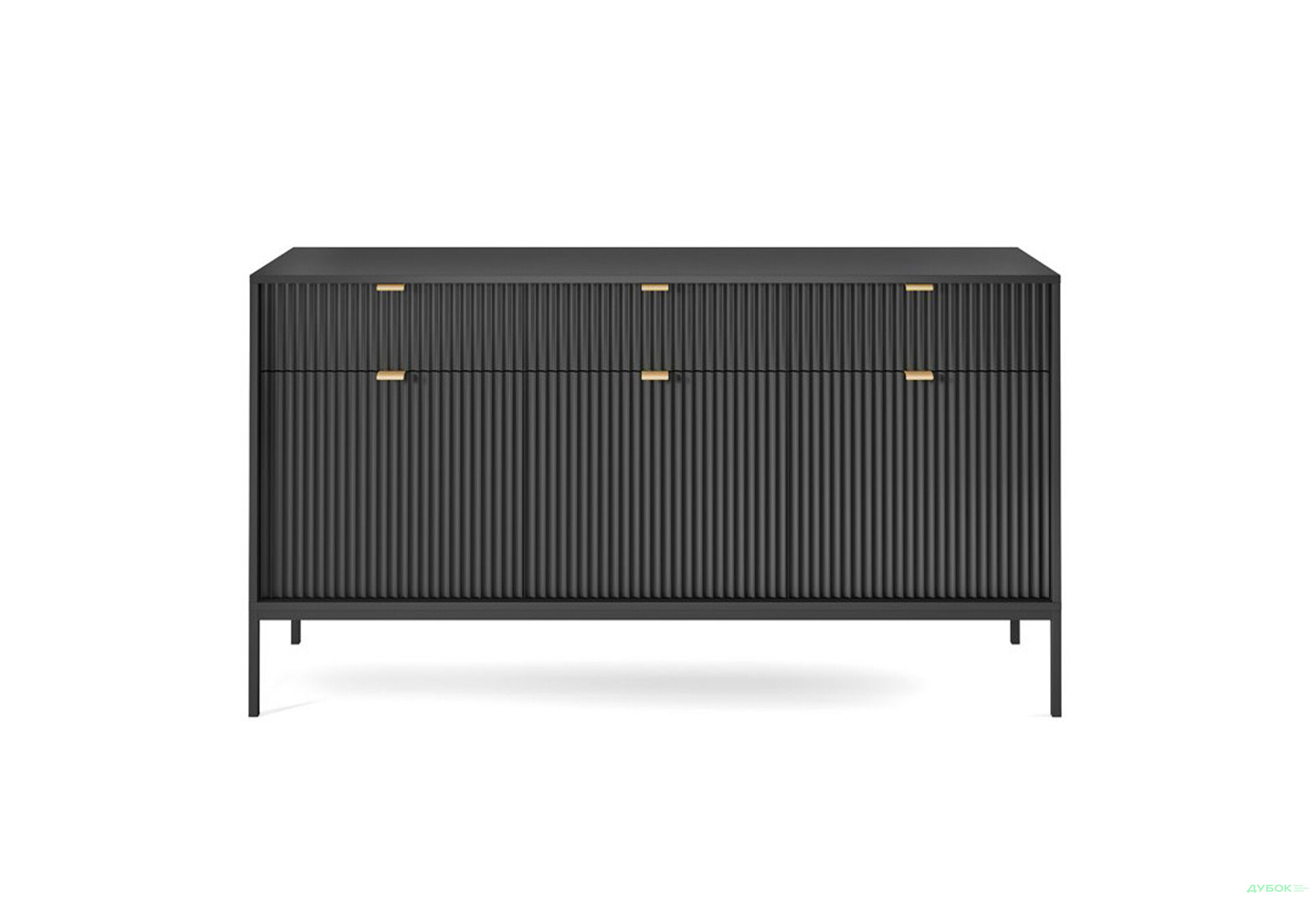 Комод Perfect Home Нова / Nova 3-дверный с 3 ящиками 154 см, черный, черные ножки - Изображение 2 Изображение 2 - Комод Perfect Home Нова / Nova 3-дверный с 3 ящиками 154 см, черный, черные ножки