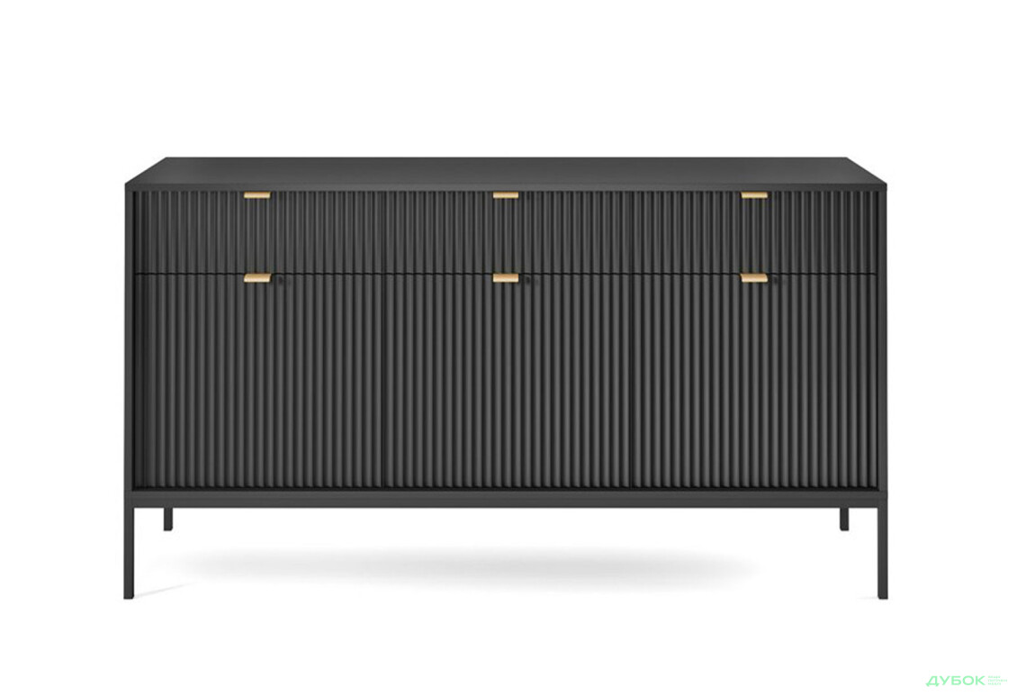 Комод Perfect Home Нова / Nova 3-дверный с 3 ящиками 154 см, черный, черные ножки - Изображение 2 Изображение 2 - Комод Perfect Home Нова / Nova 3-дверный с 3 ящиками 154 см, черный, черные ножки