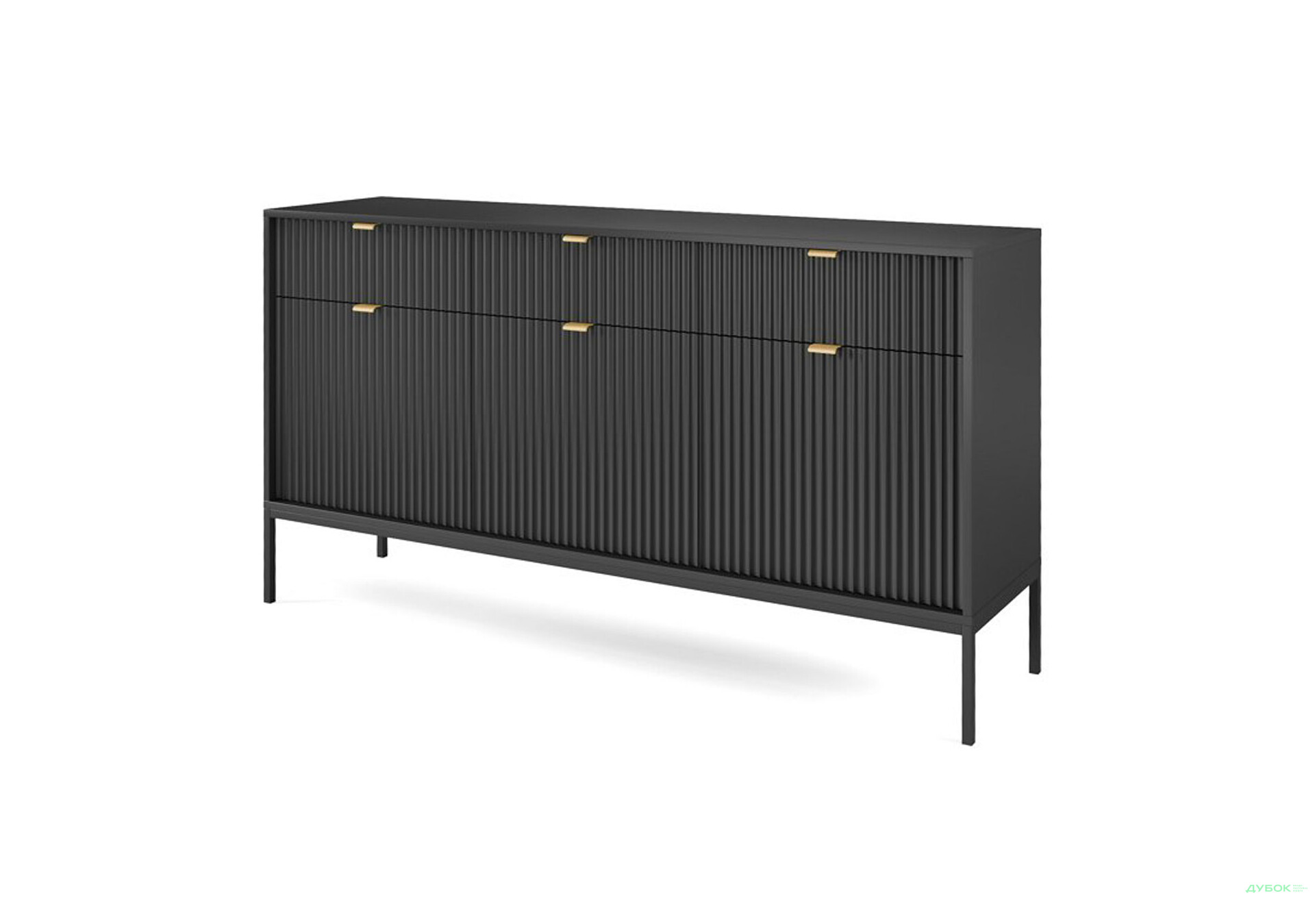 Комод Perfect Home Нова / Nova 3-дверный с 3 ящиками 154 см, черный, черные ножки - Изображение 1 Изображение 1 - Комод Perfect Home Нова / Nova 3-дверный с 3 ящиками 154 см, черный, черные ножки