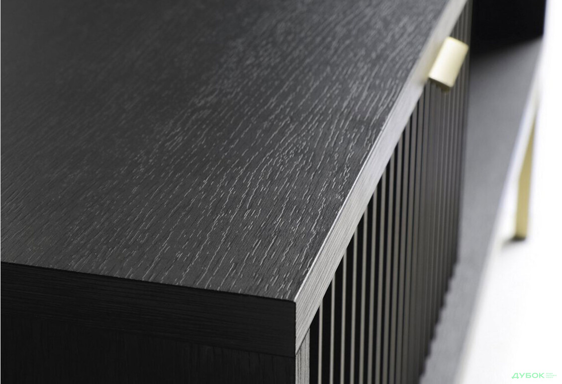 Тумба під ТВ Perfect Home Нова / Nova з 2 дверками, шухлядою та поличкою 154 см, чорний, золоті ніжки - Зображення 3 Зображення 3 - Тумба під ТВ Perfect Home Нова / Nova з 2 дверками, шухлядою та поличкою 154 см, чорний, золоті ніжки