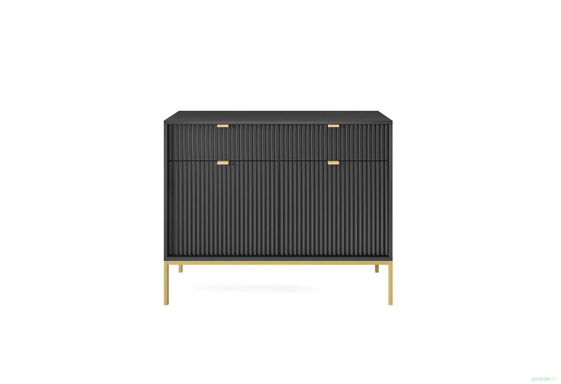 Комод Perfect Home Нова / Nova 2-дверний з 2 шухлядами 104 см, чорний, золоті ніжки - Зображення 2 Зображення 2 - Комод Perfect Home Нова / Nova 2-дверний з 2 шухлядами 104 см, чорний, золоті ніжки