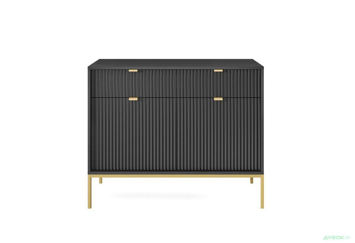Комод Perfect Home Нова / Nova 2-дверний з 2 шухлядами 104 см, чорний, золоті ніжки - Зображення 2 Зображення 2 - Комод Perfect Home Нова / Nova 2-дверний з 2 шухлядами 104 см, чорний, золоті ніжки