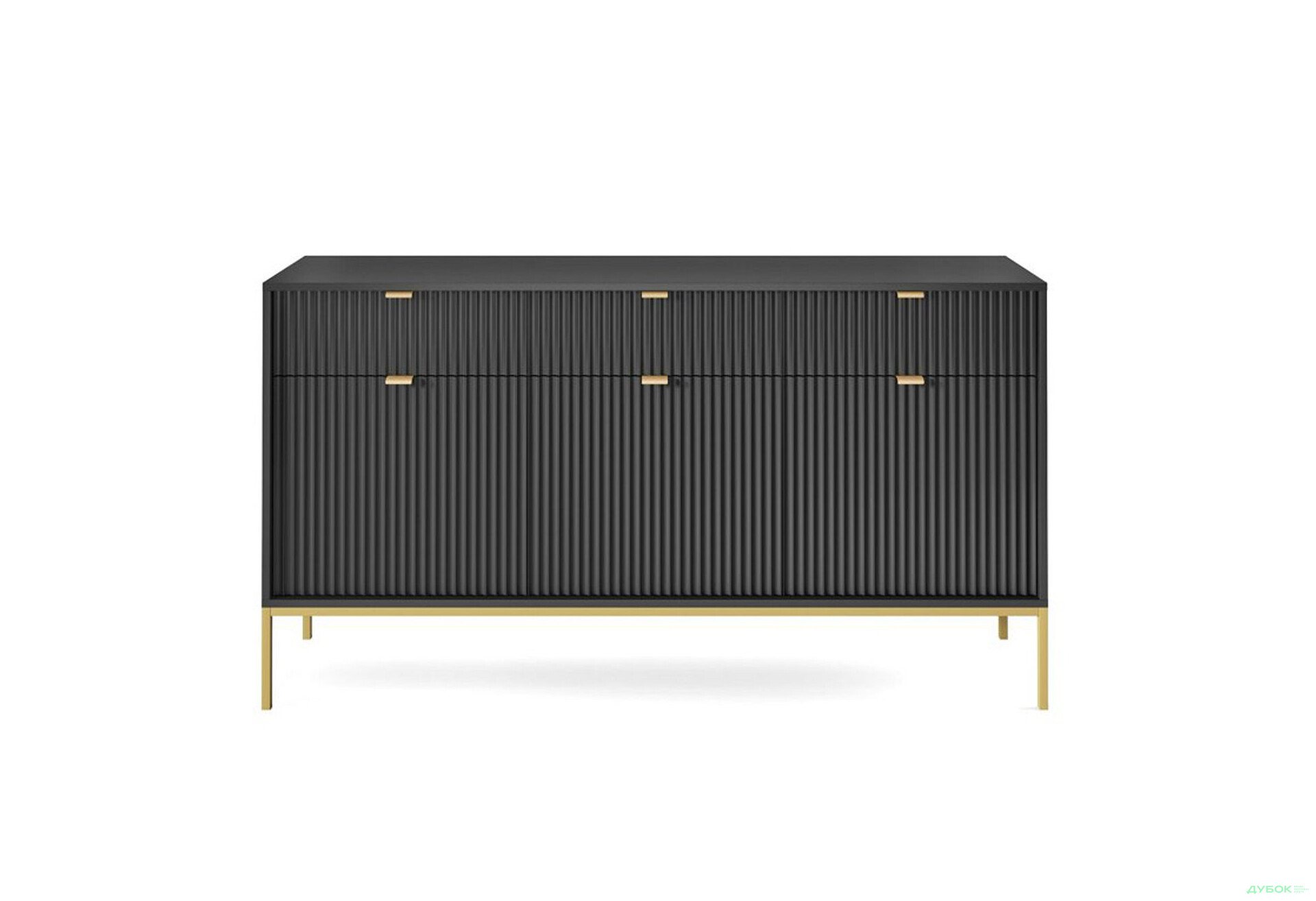 Комод Perfect Home Нова / Nova 3-дверный с 3 ящиками 154 см, черный, золотые ножки - Изображение 2 Изображение 2 - Комод Perfect Home Нова / Nova 3-дверный с 3 ящиками 154 см, черный, золотые ножки