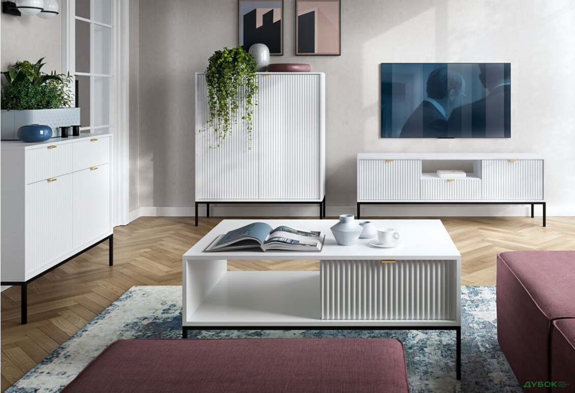 Комплект у вітальню Perfect Home Нова / Nova Білий, чорні ніжки - Зображення 1 Зображення 1 - Комплект у вітальню Perfect Home Нова / Nova Білий, чорні ніжки