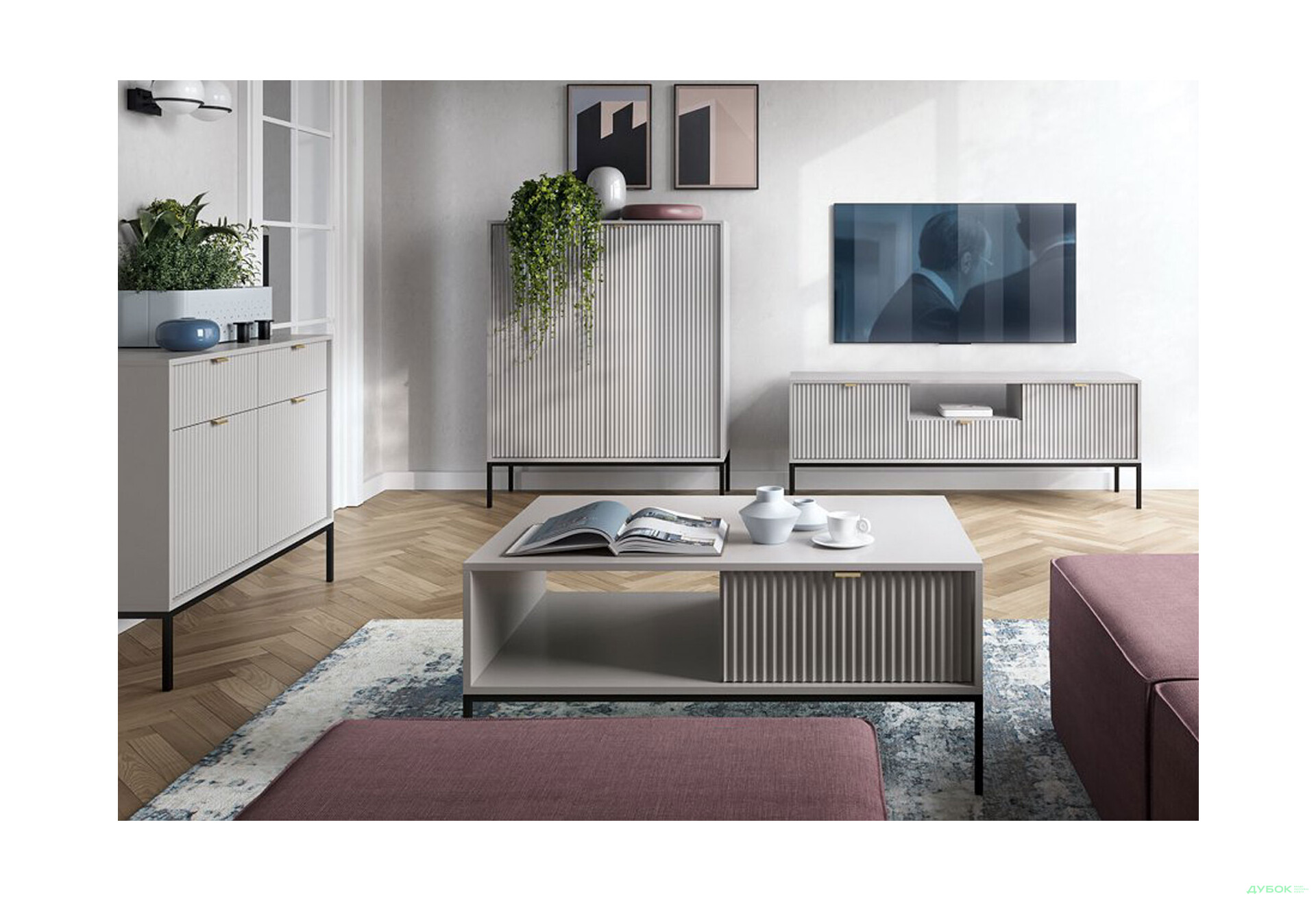 Зображення 1 - Комплект у вітальню Perfect Home Нова / Nova Сірий, чорні ніжки
