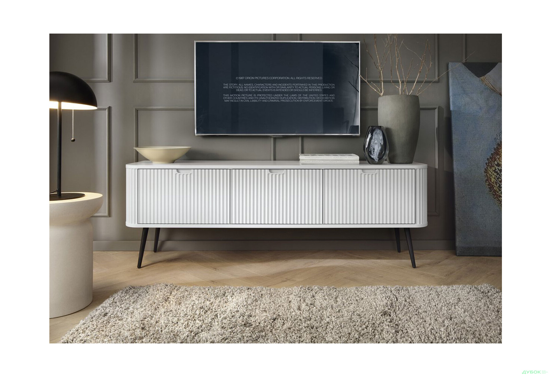 Тумба под ТВ Perfect Home Зова / Zova с 3 дверками 168 см, белый, черные ножки - Изображение 4 Изображение 4 - Тумба под ТВ Perfect Home Зова / Zova с 3 дверками 168 см, белый, черные ножки