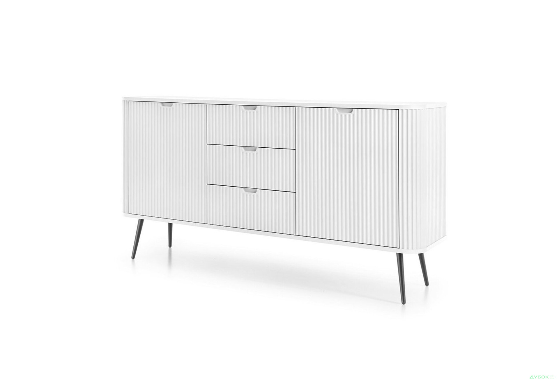 Комод Perfect Home Зова / Zova 2-дверний з 3 шухлядами 168 см, білий, чорні ніжки - Зображення 1 Зображення 1 - Комод Perfect Home Зова / Zova 2-дверний з 3 шухлядами 168 см, білий, чорні ніжки