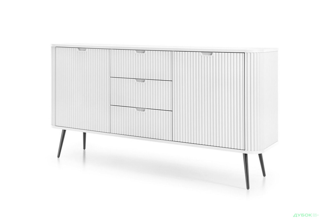 Комод Perfect Home Зова / Zova 2-дверний з 3 шухлядами 168 см, білий, чорні ніжки - Зображення 1 Зображення 1 - Комод Perfect Home Зова / Zova 2-дверний з 3 шухлядами 168 см, білий, чорні ніжки