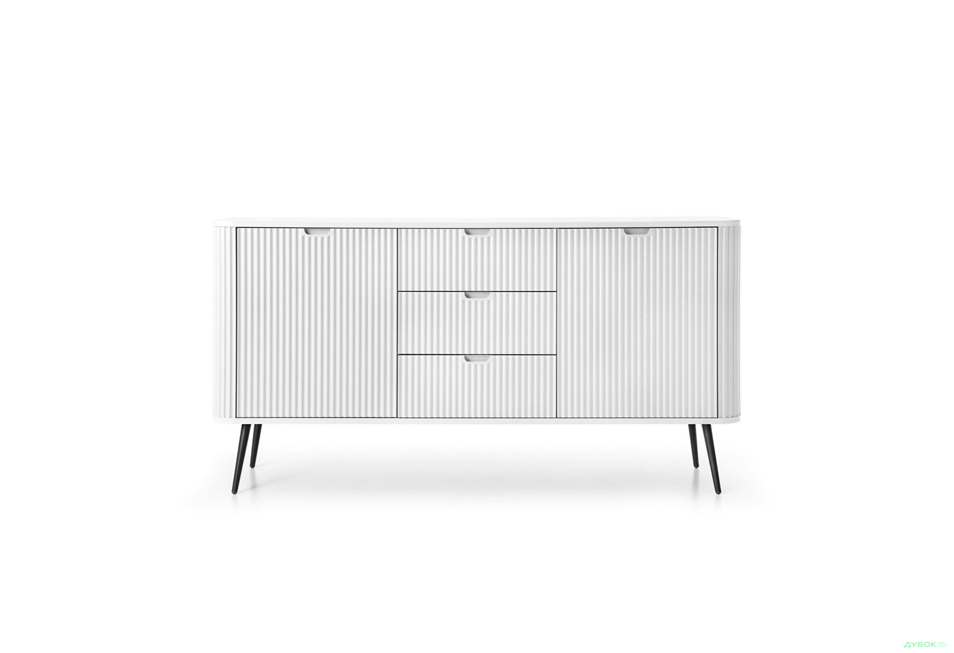 Комод Perfect Home Зова / Zova 2-дверний з 3 шухлядами 168 см, білий, чорні ніжки - Зображення 2 Зображення 2 - Комод Perfect Home Зова / Zova 2-дверний з 3 шухлядами 168 см, білий, чорні ніжки